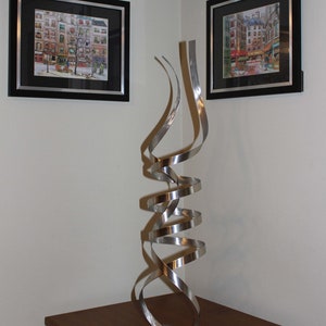 Modern Abstract Stainless Steel Metal Sculpture Garden Sculpture In/Outdoor by Andre'  ** FREE SHIPPING**