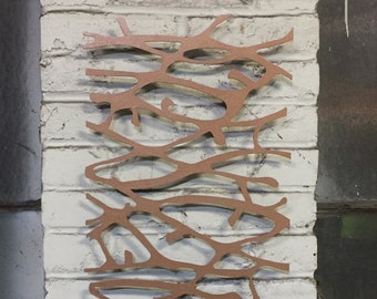 Metal Wall Art Sculpture  Abstract Wall Sculpture Metallic Home Decor Aluminum Copper 24 x 12