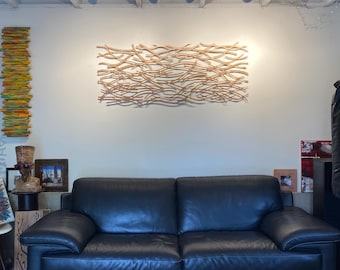 Metal Wall Art Sculpture Hammered Copper Finish  Abstract Wall Sculpture Metallic 60 x 24