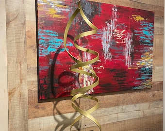 Modern Abstract Gold Metal  Sculpture Garden Sculpture In/Outdoor by Andre' *Free Shipping*