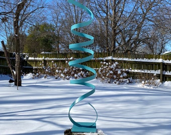 Modern Abstract Aluminum Metal Sculpture Teal Garden Sculpture In/Outdoor by Andre' FREE SHIPPING