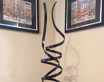 Modern Abstract Aluminum Black Painted Metal Sculpture Garden Sculpture In/Outdoor by Andre'  ** FREE SHIPPING**