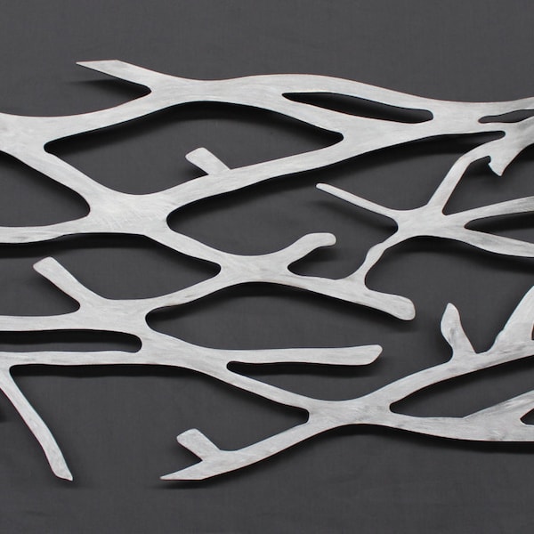 Metal Wall Art Sculpture  Abstract Wall Sculpture Metallic Home Decor Brushed Aluminum 48 x 24