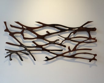 Patina Steel Metal Wall Art  Sculpture in 3-D 'Organic Strain'