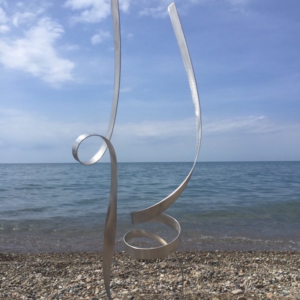 Modern Abstract Stainless Steel Metal Sculpture Garden Sculpture In/Outdoor by Andre'