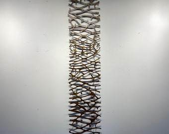 Metal Wall Art Sculpture Abstract Wall Sculpture Metallic Home Decor Patina Steel 12x60