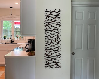 Patina Steel Abstract Wall Sculpture (42 x 14") Organic Strain Home Decor