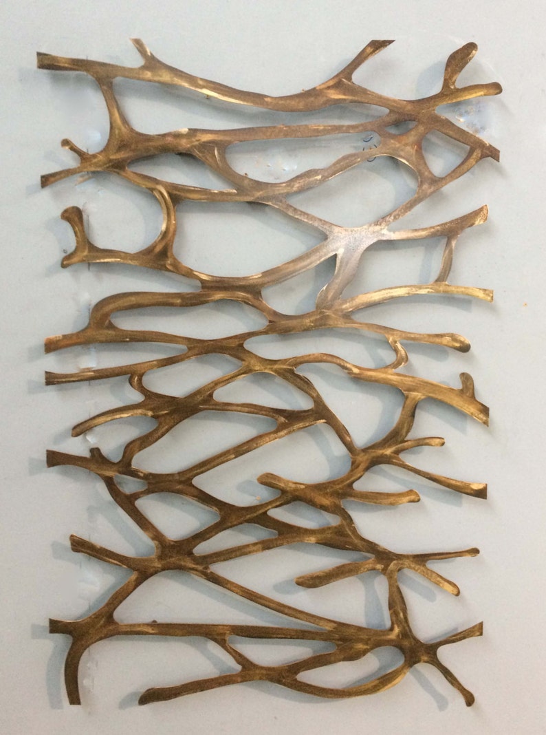 Metal Wall Art Sculpture Abstract Metallic Home Decor Patina Steel 48 X 32