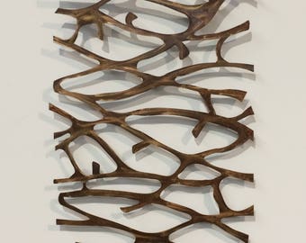 Metal Wall Art Sculpture  72 x 40 Abstract Wall Sculpture Metallic Home Decor Patina Steel  "FREE SHIPPING"