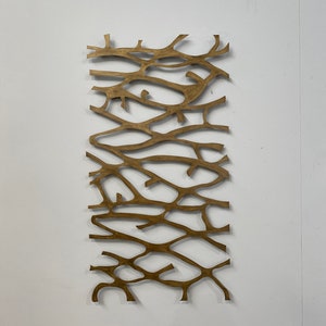 Metal Wall Art Sculpture Abstract Wall Sculpture Metallic Gold Home Decor Patina Steel 48 x 26