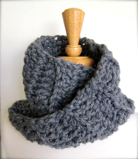 Crochet Pattern Snood Ribbed Twist Collar Chunky Extra Bulky Men