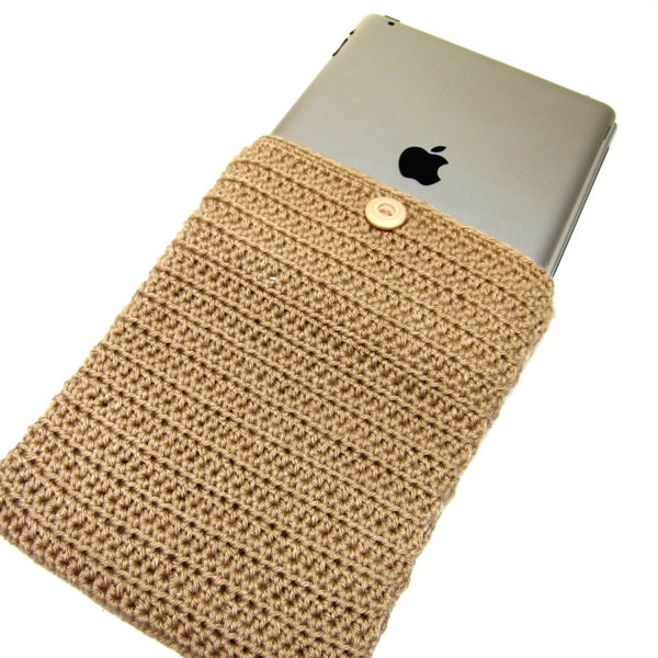 Crochet Pattern iPad Case protective soft cover tablet cozy wool knit sleeve minimal simple button