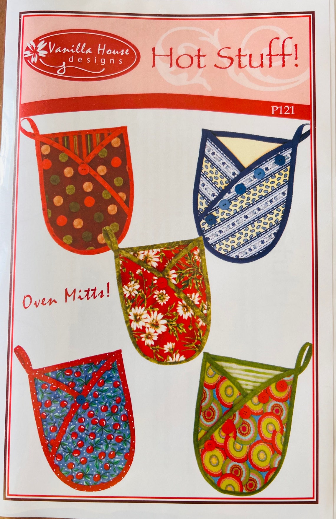 Hot Stuff Oven Mitts Printed Sewing Pattern by Vanilla House Designs Etsy