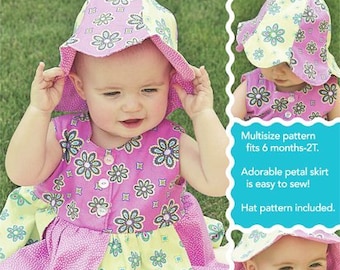 Petal Dress and Hat PDF Pattern Sizes 6 months to 2 T