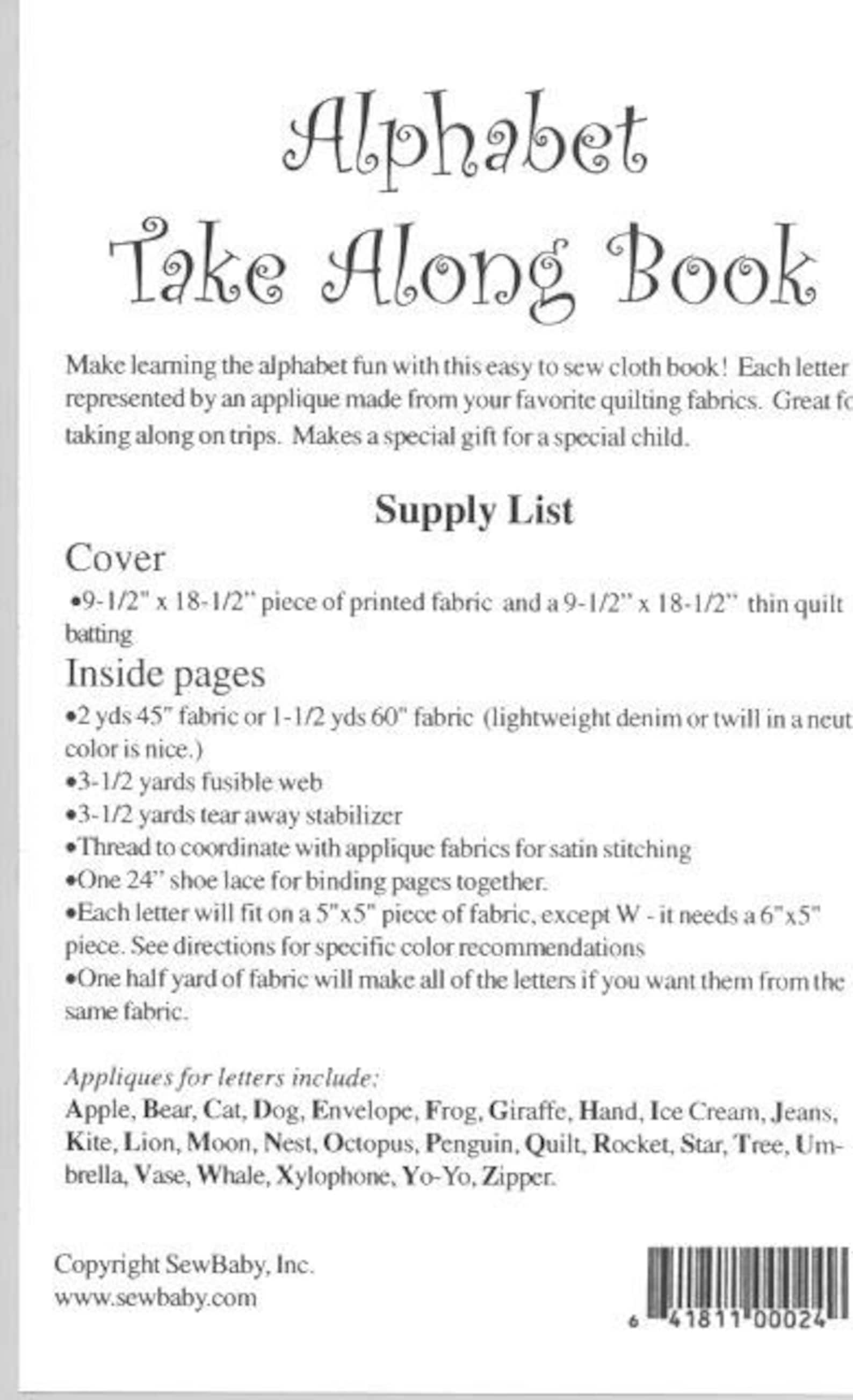Alphabet Cloth Quiet Book PDF Sewing Pattern Etsy