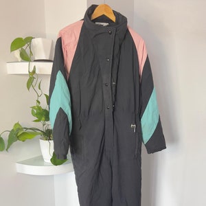 Vintage Ski Suit, Gray Ski Suit, Woman Snow Suit, Vintage Ski Jumpsuit, M for Woman, 90s Ski