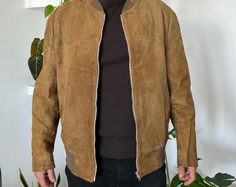 Vintage 1990s Torras Suede Leather Jacket / Zip up Leather Jacket