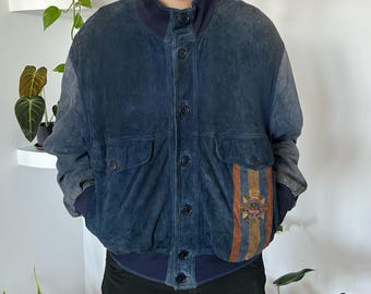 Blue Pancaldi Suede Jacket: Britanic Army Devonshire Regiment (Man M/ Woman L)