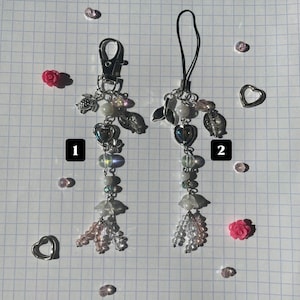 Pink and white jellyfish ocean themed keychain or phone charm