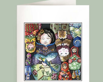 Nesting - Set of 6 Note Cards with Matroyshka Nesting Dolls