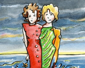 Company - 6x6 - Original Watercolor Friends