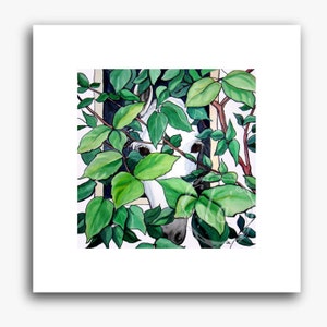 Shy - small square print - white horse in leaves