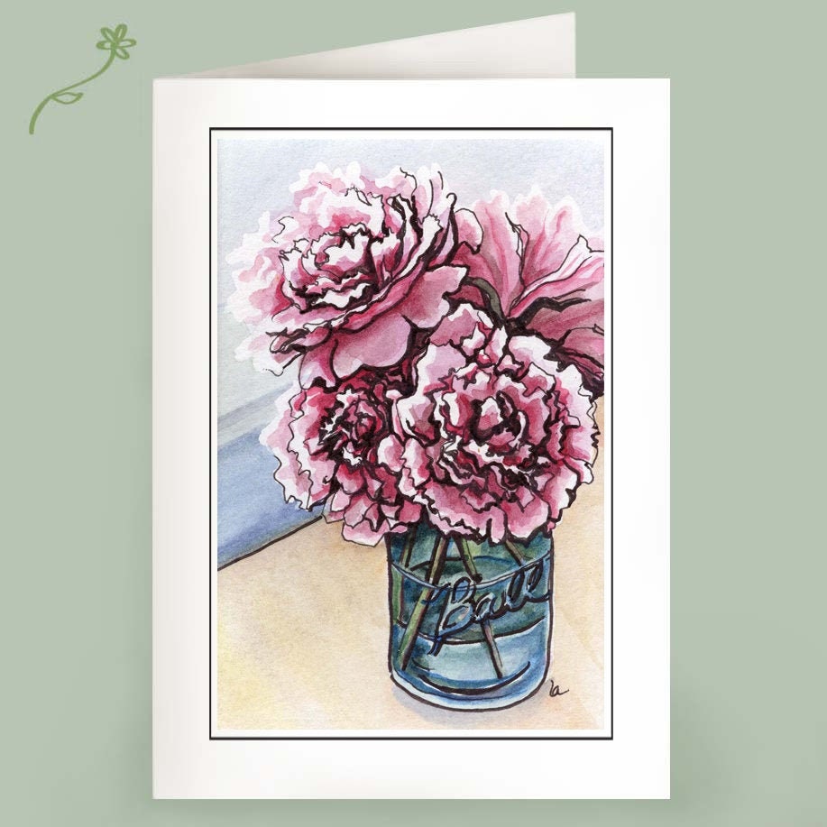 Peonies - Set of 6 Note Cards