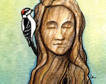Woodpecker (Bob) - Original Framed Watercolor