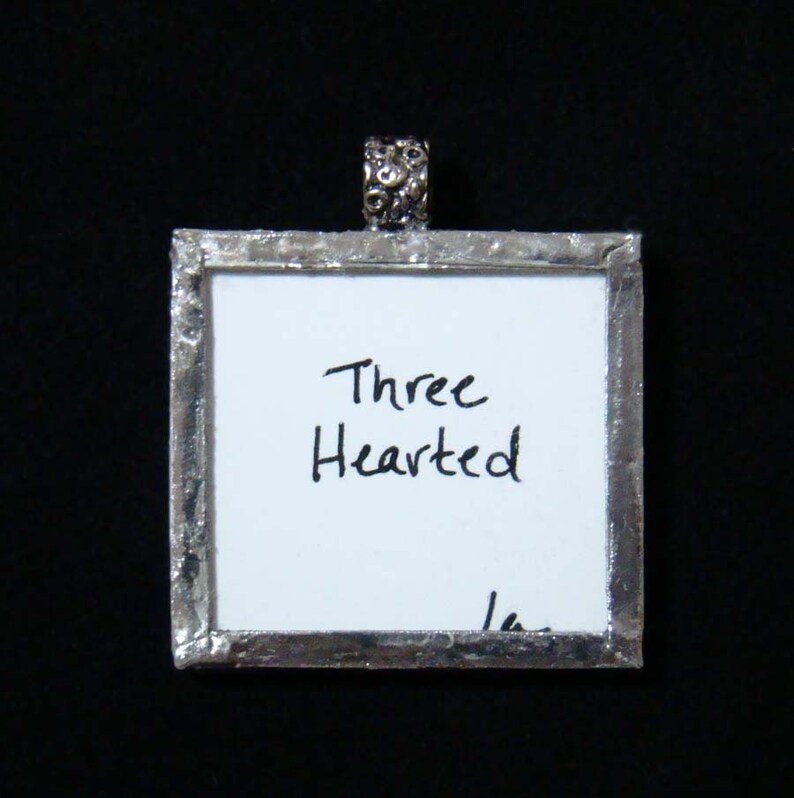 Three Hearted Pendant soldered art and glass image 3