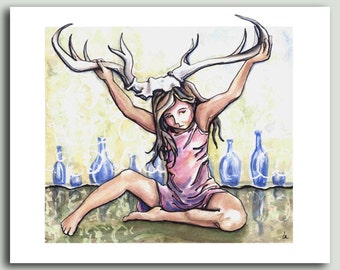 Antlers - Girl playing print