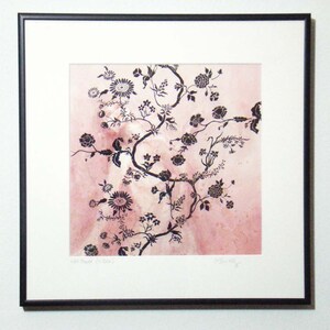 Wallflower in Rose 12x12 Original Framed Watercolor image 2