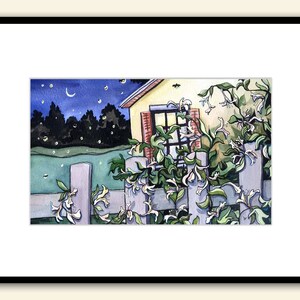 Honeysuckle Nights 16x12 Original Framed Watercolor image 2