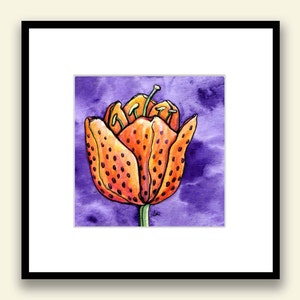 Tu-Lily 6x6 Original Framed Watercolor image 2