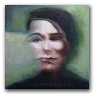 Between Faces Original Oil Painting 12x12 blurry portrait image 2