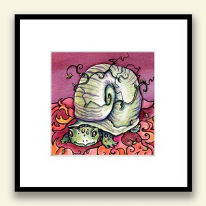 Slow 6x6 Original Framed Watercolor image 2