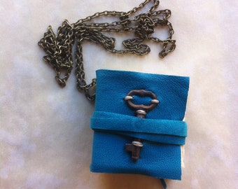 Mini book necklace with a vintage key