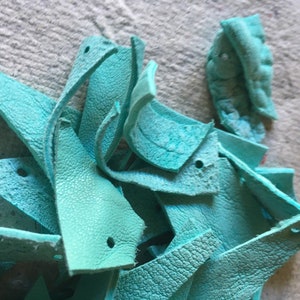Leather scraps turquoise image 1