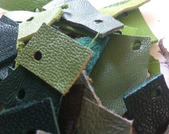 Leather scraps - green