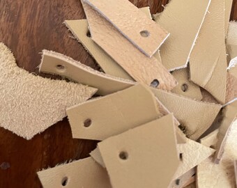 Leather scraps - white, écru, beige