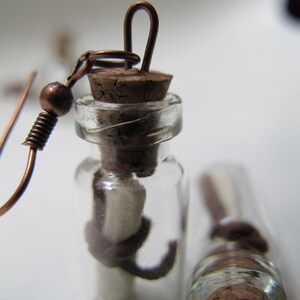 Secret message in two bottles. Earrings image 2