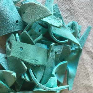 Leather scraps turquoise image 2