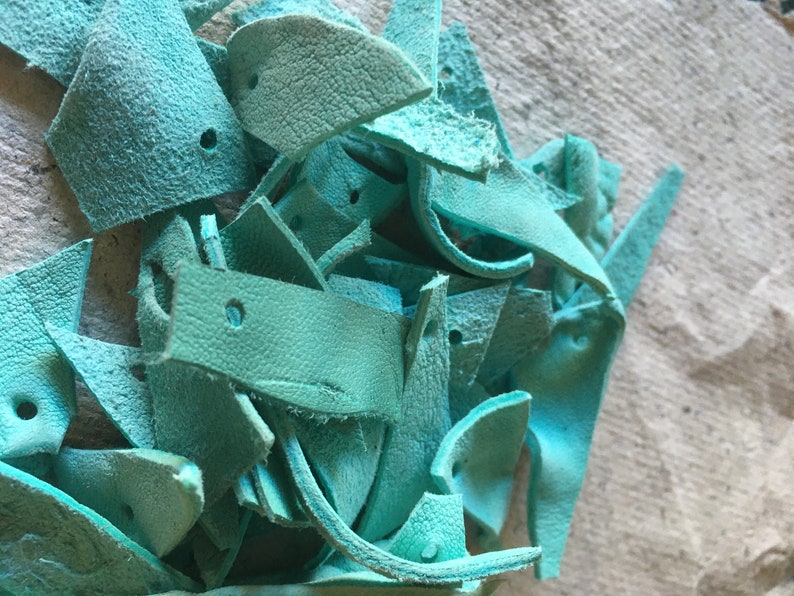 Leather scraps turquoise image 2