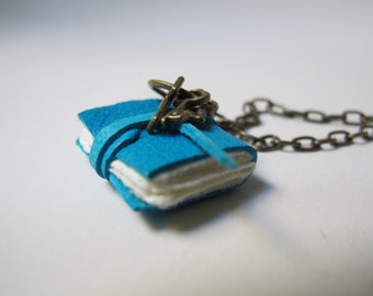 Mini book necklace, with keys for your heart