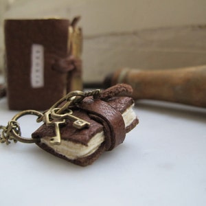 Mini book necklace, with keys for your heart