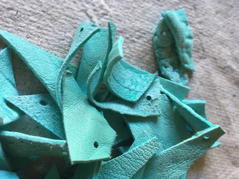 Leather scraps turquoise image 1