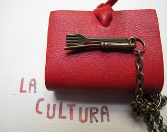 Eat your books, eat your culture, mini book necklace