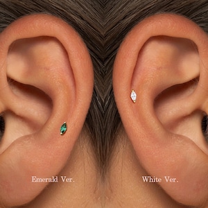 A+Grade •Titanium • Marquise Push Pin Labret •  Threadless Flat Back Earring • Tragus Stud • Flat Back Stud • Helix Stud • Cartilage Stud