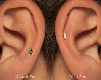A+Grade •Titanium • Marquise Push Pin Labret •  Threadless Flat Back Earring • Tragus Stud • Flat Back Stud • Helix Stud • Cartilage Stud