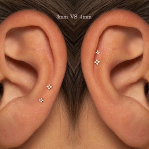 Flat Back Threadless Flower Stud • G23 Titanium Cartilage Earring • 20G 18G 16G • Tragus Helix Labret Piercing Jewelry for Women