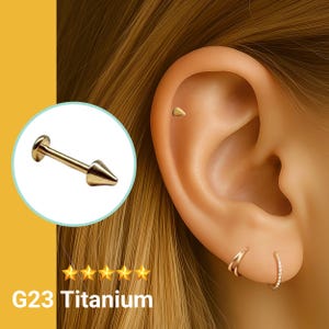 20G/18G/16G Spike Push Pin Labret •  Threadless Flat Back Earring • Tragus Stud • Flat Back Stud • Helix Stud • Cartilage Stud